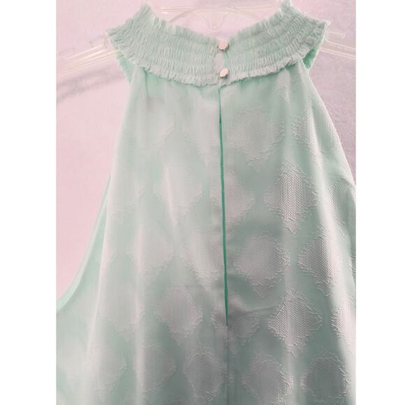 White House Black Market Halter Neck Dress Women's Sz 14 Green Sleeveless Lined - Picture 7 of 16